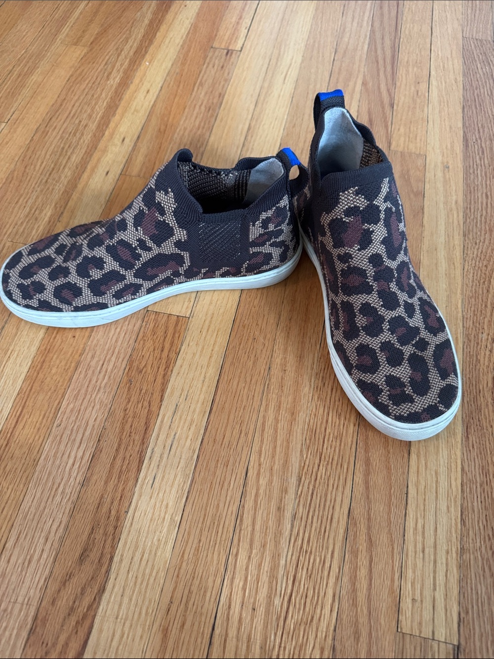 Rothy's Brown and Black Leopard Knit Slip-On Loafers